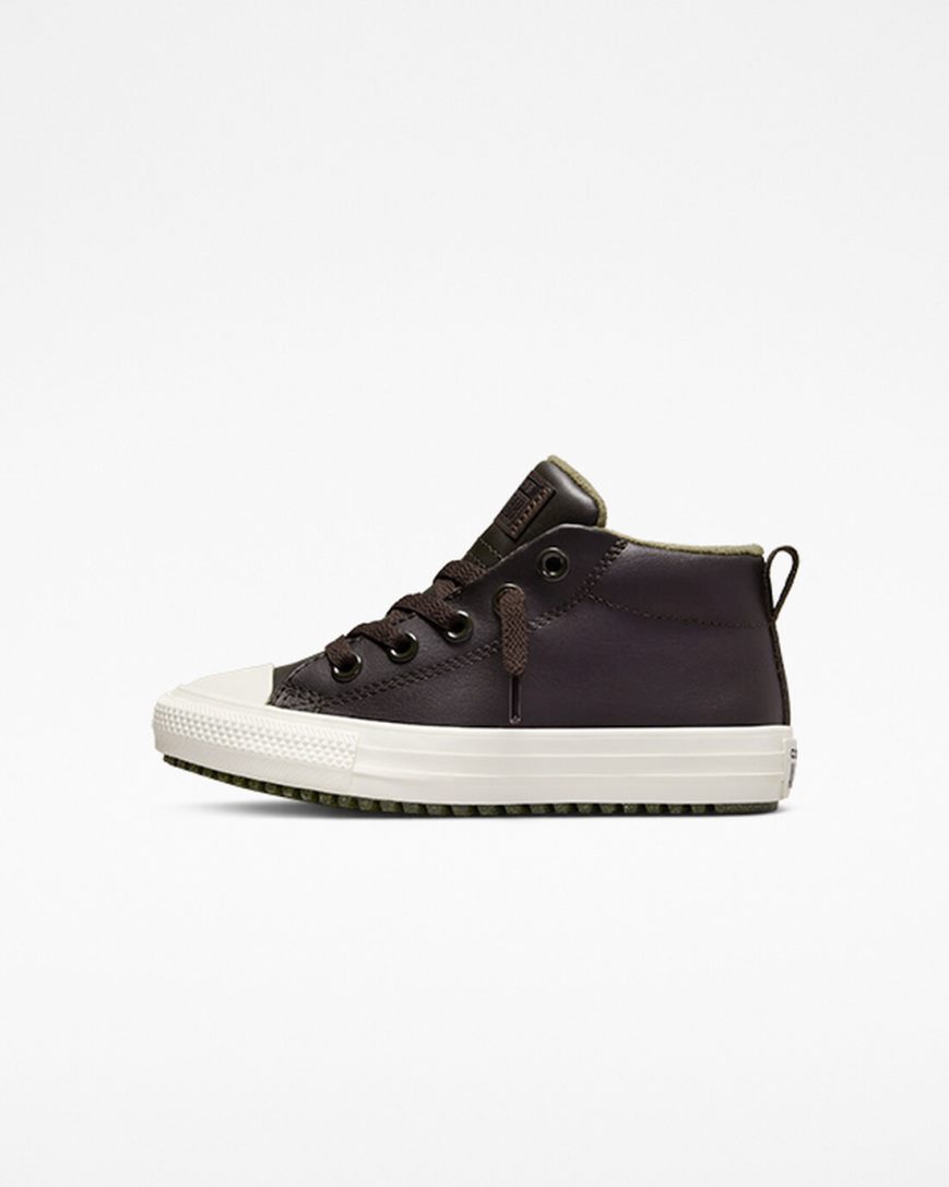 Tenis Converse Chuck Taylor All Star Street Boot Couro Cano Alto Menino Marrom | PT E03T750